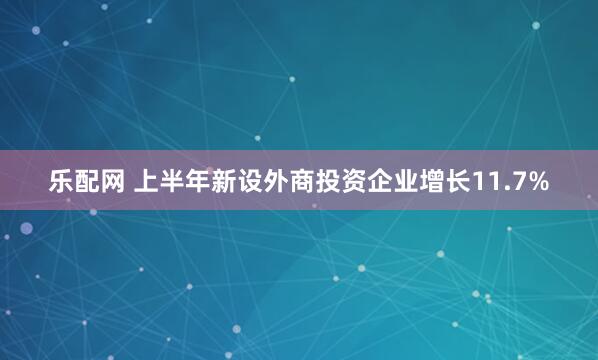 乐配网 上半年新设外商投资企业增长11.7%